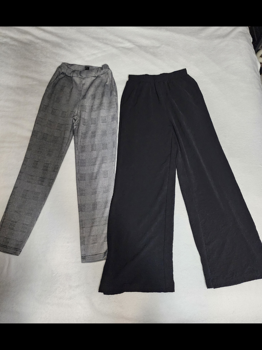 Black Wide-Leg Pants & White And Black Plaid Skinny Leg Dress Pants SHEIN